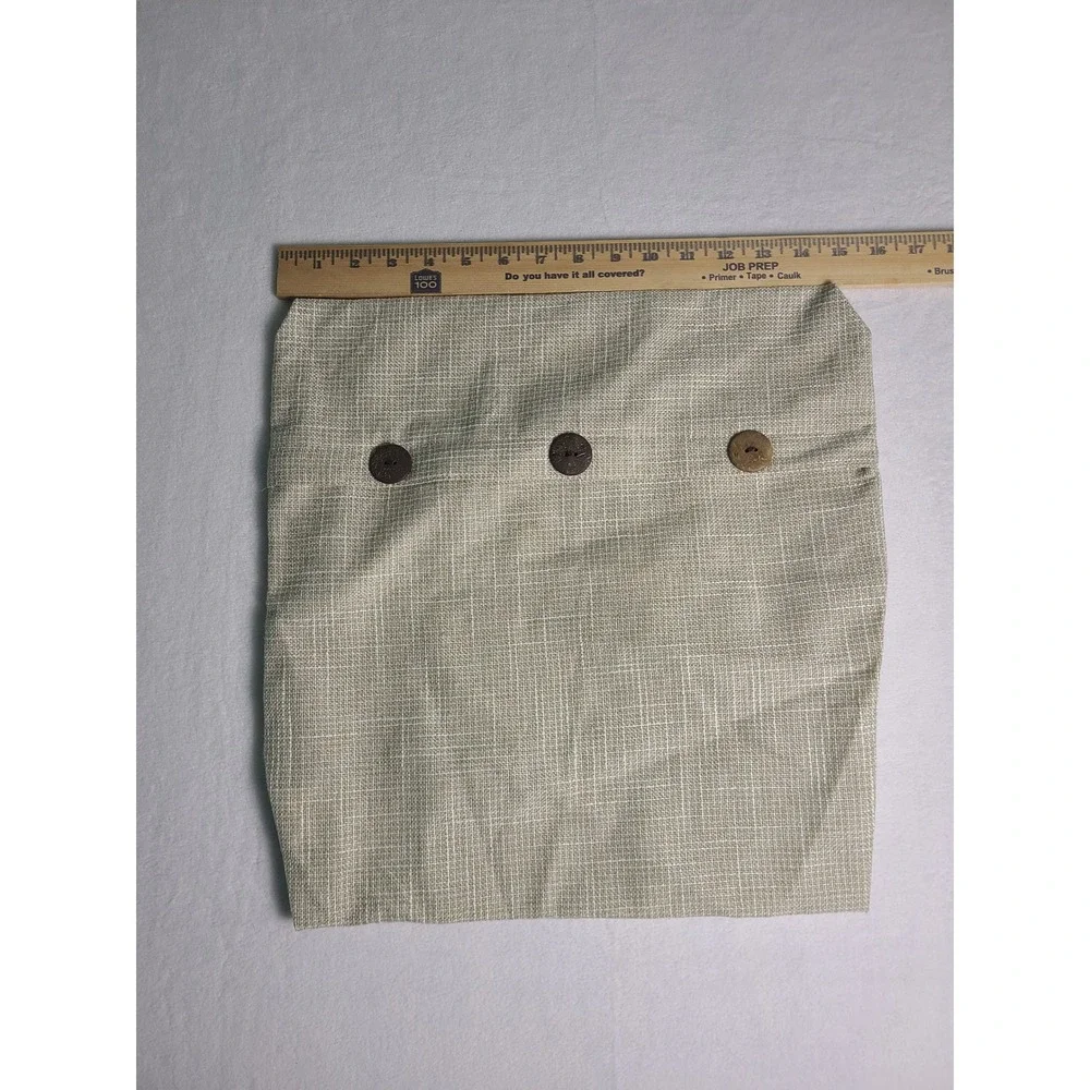 Pillow Cover 18x18 Beige Linen Blend Faux Wood Button Farmhouse
